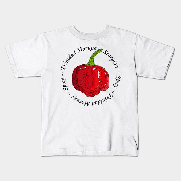 Trinidad Moruga Scorpion Chili Pepper Kids T-Shirt by MojoCoffeeTime